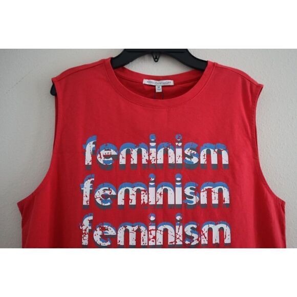 Rebecca Minkoff S18403C11 626 Women's Sz M Red Feminism Muscle Tee Shirt $58 - Picture 5 of 9